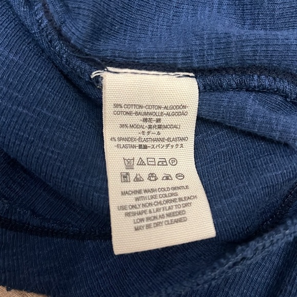 We The Free Free People Ribbed Navy Blue Tate Keyhole Long Sleeve Tee Medium - Picture 8 of 8